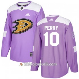 Män Ishockey Anaheim Ducks Tröja Corey Perry 10 Adidas 2017-2018 Lila Fights Cancer Practice Authentic
